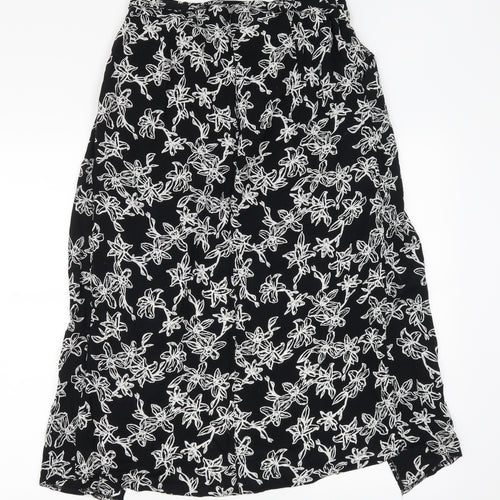 George Womens Black Floral  A-Line Skirt Size 10  - open with mini skirt underneath