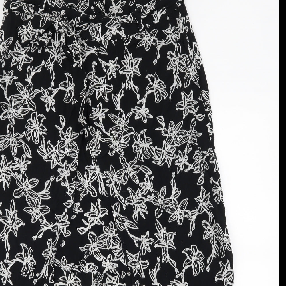 George Womens Black Floral  A-Line Skirt Size 10  - open with mini skirt underneath