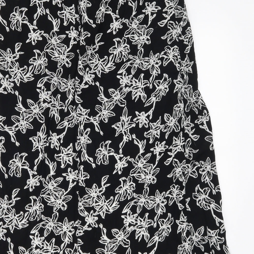 George Womens Black Floral  A-Line Skirt Size 10  - open with mini skirt underneath
