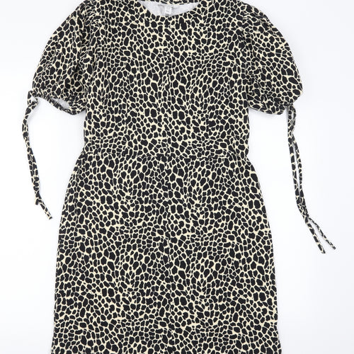 Topshop Womens Black Animal Print  Mini  Size 8