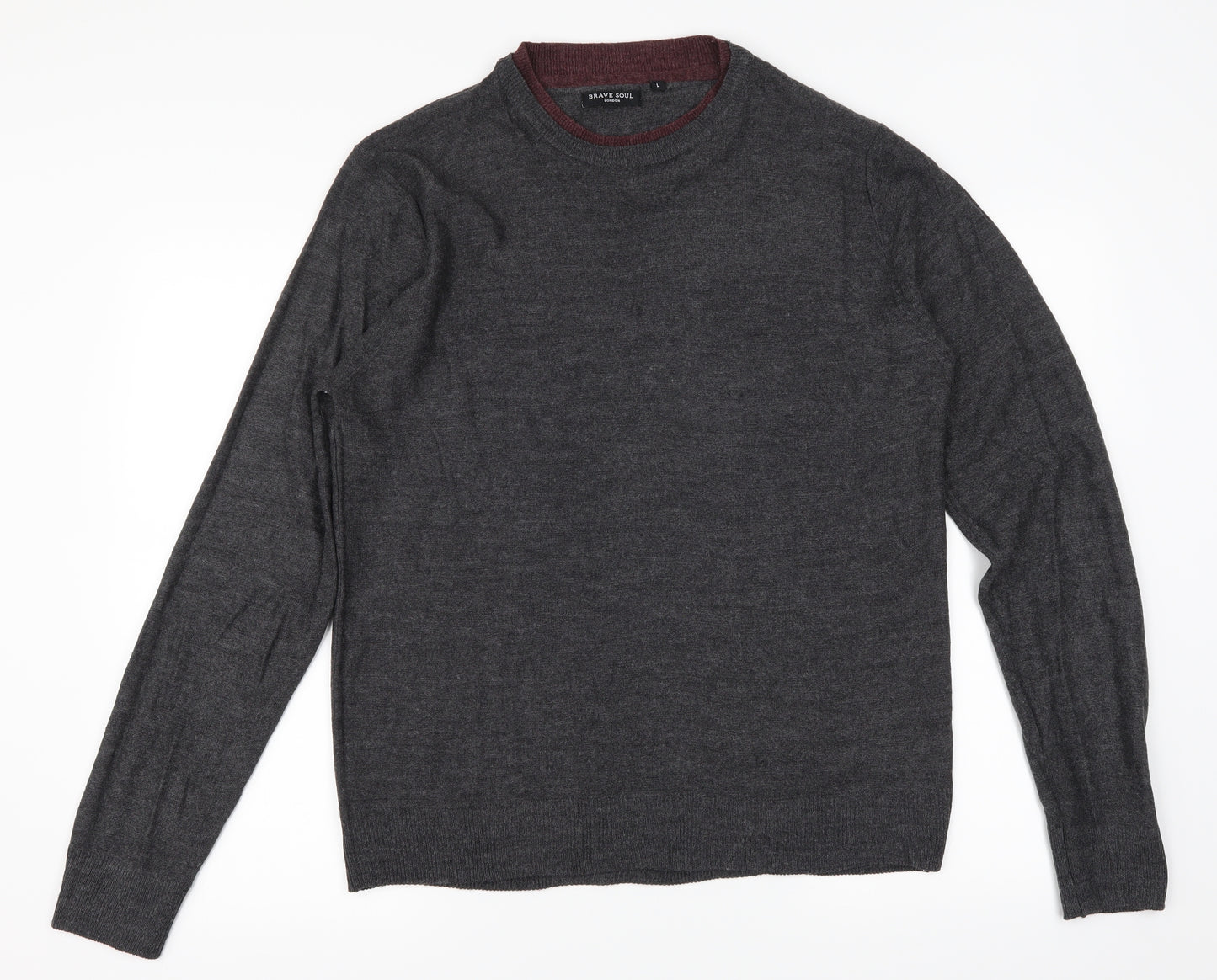 Brave Soul Mens Grey   Henley Jumper Size L