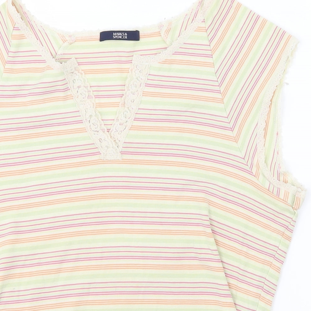 Marks and Spencer Womens Green Striped  Basic Tank Size 14
