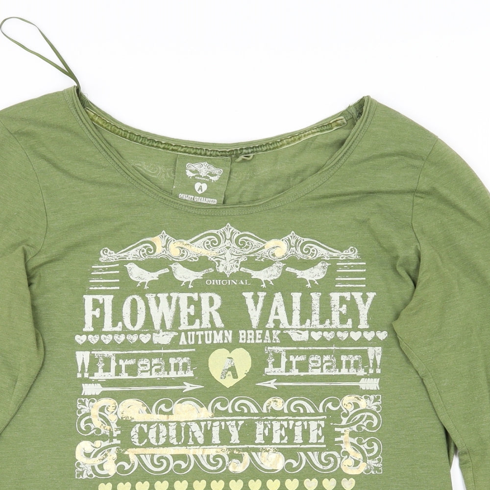 NEXT Womens Green   Basic T-Shirt Size 18  - Flower valley