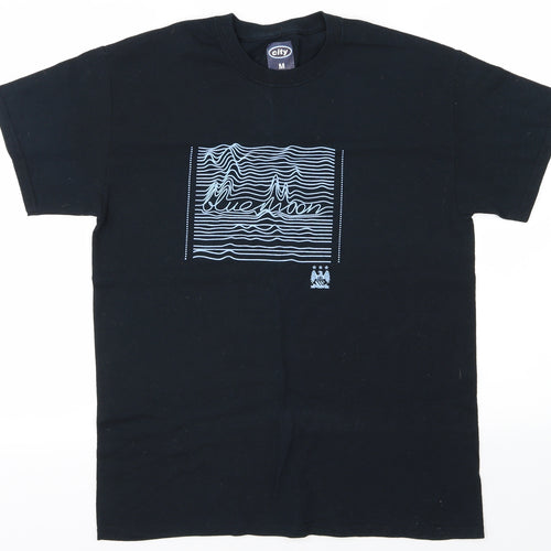 Manchester City FC Mens Black Houndstooth   T-Shirt Size M  - Blue moon