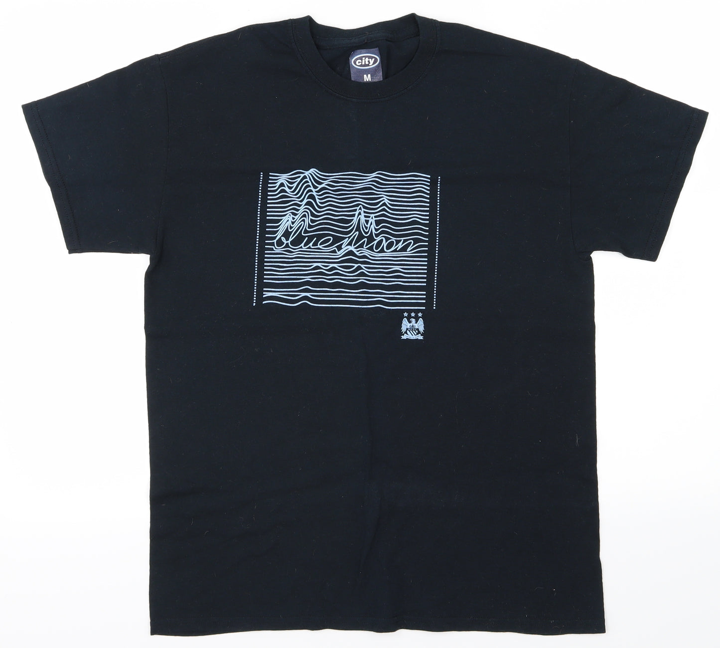 Manchester City FC Mens Black Houndstooth   T-Shirt Size M  - Blue moon