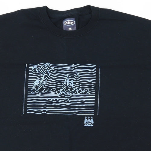 Manchester City FC Mens Black Houndstooth   T-Shirt Size M  - Blue moon