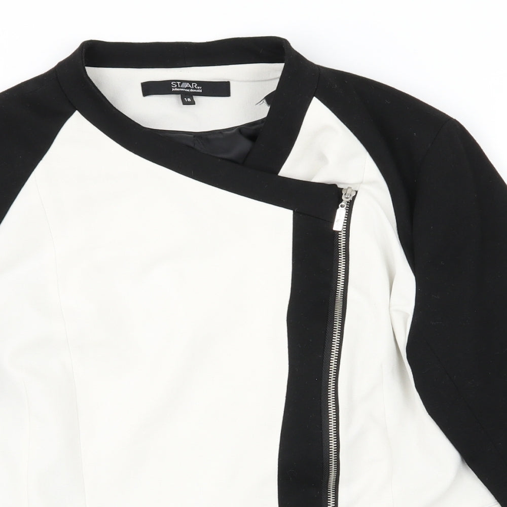 Star  Womens White   Bomber Jacket Jacket Size 18  - Black and White