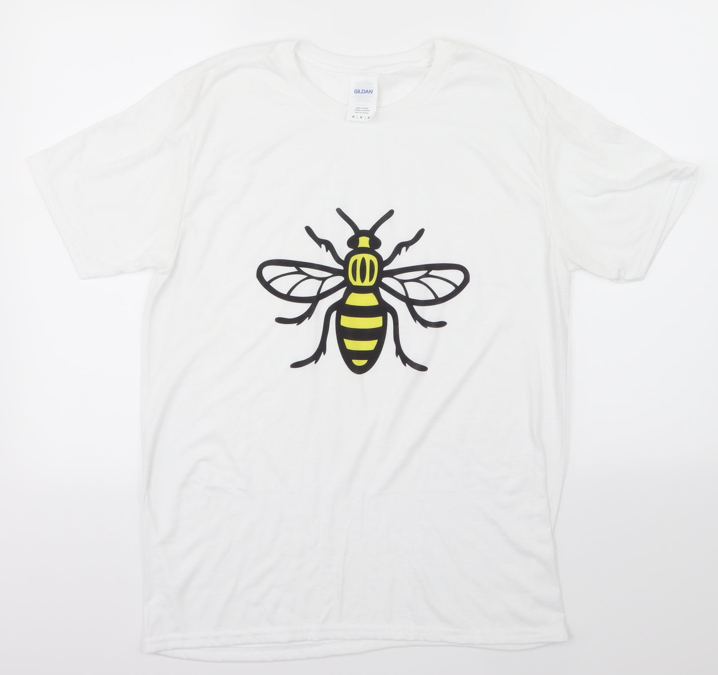 Gildan Mens White    T-Shirt Size M  - Bee