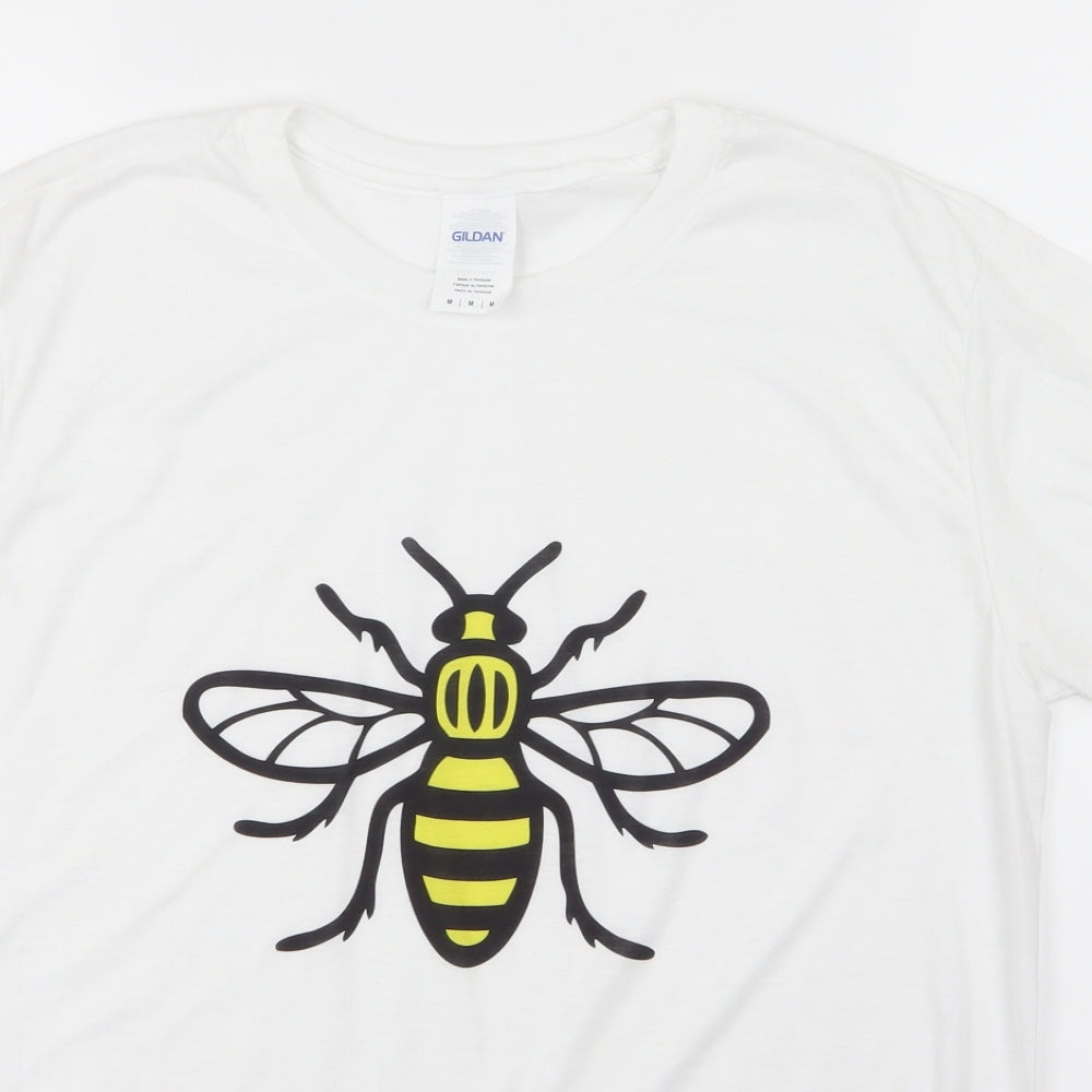 Gildan Mens White    T-Shirt Size M  - Bee