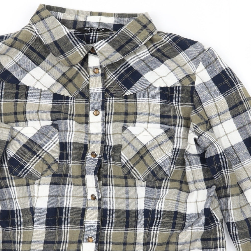 Select Womens Green Plaid  Basic Button-Up Size 10