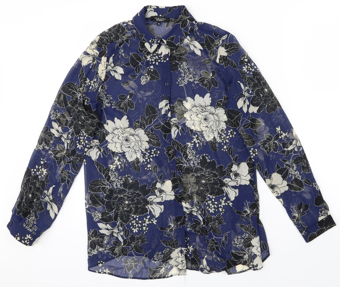 New Look Maternity Womens Beige Floral  Basic Button-Up Size 10