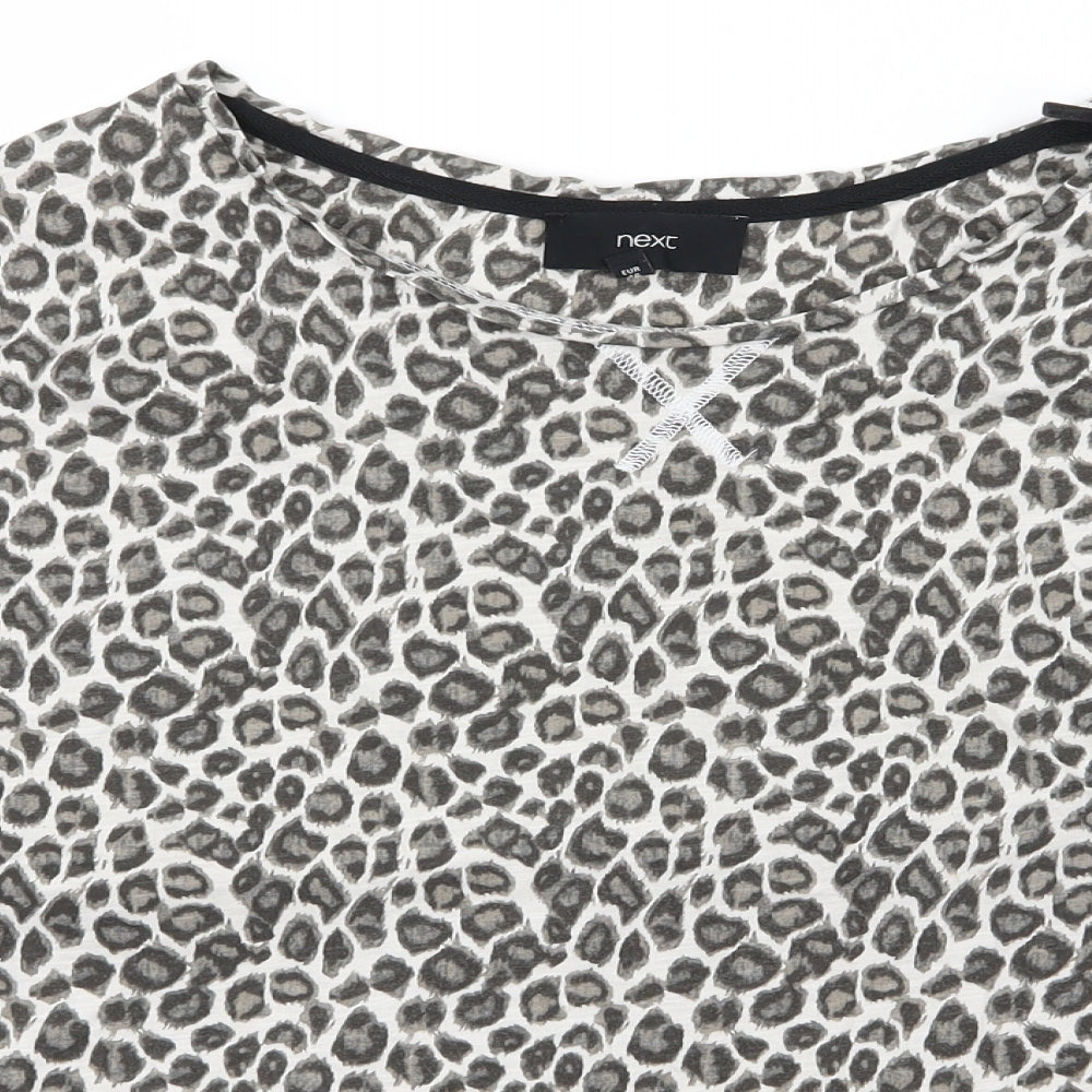 NEXT Womens Grey Animal Print  Basic T-Shirt Size 18