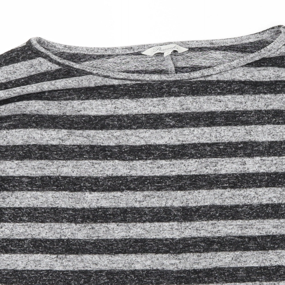 Peacocks Womens Grey Striped  Basic T-Shirt Size 16