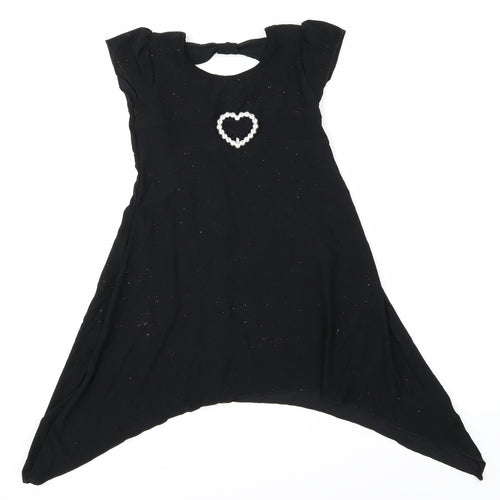 born to Party Girls Black   T-Shirt Dress  Size 8-9 Years  - Sparkles