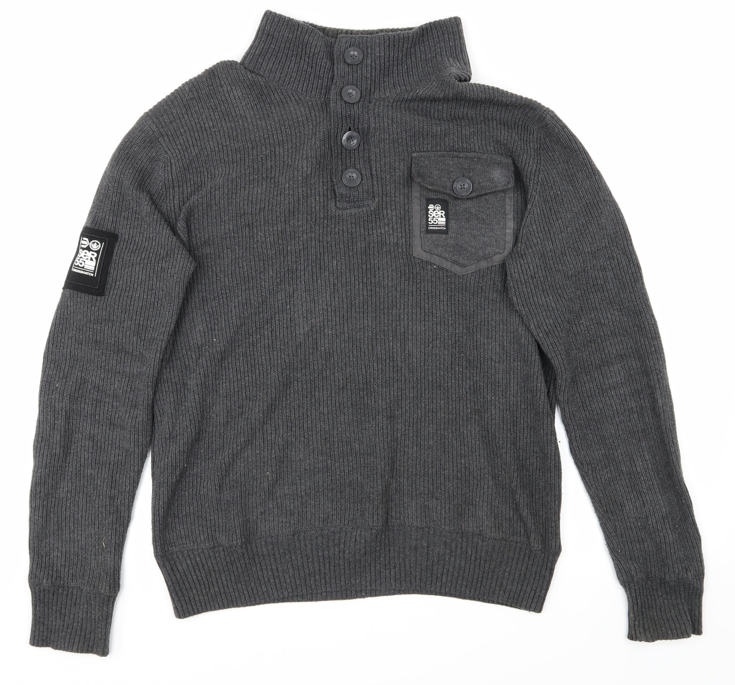 Crosshatch Mens Grey   Pullover Jumper Size XL  - pocket on front