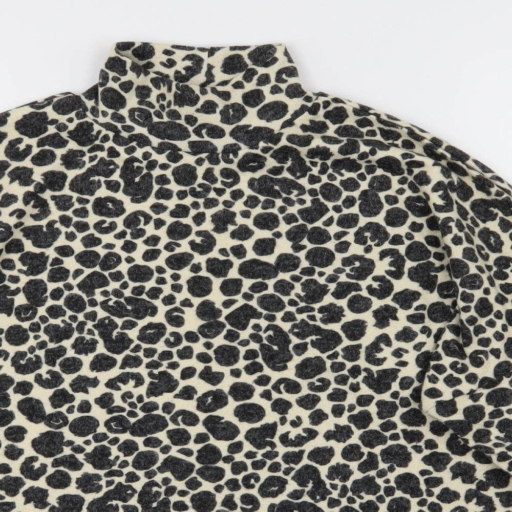 Dorothy Perkins Womens Yellow Animal Print  Pullover Jumper Size 8  - Leopard Print
