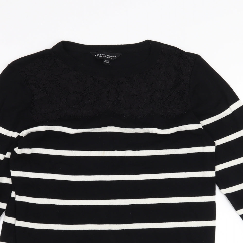 Dorothy Perkins Womens Black Striped  Pullover Jumper Size 12