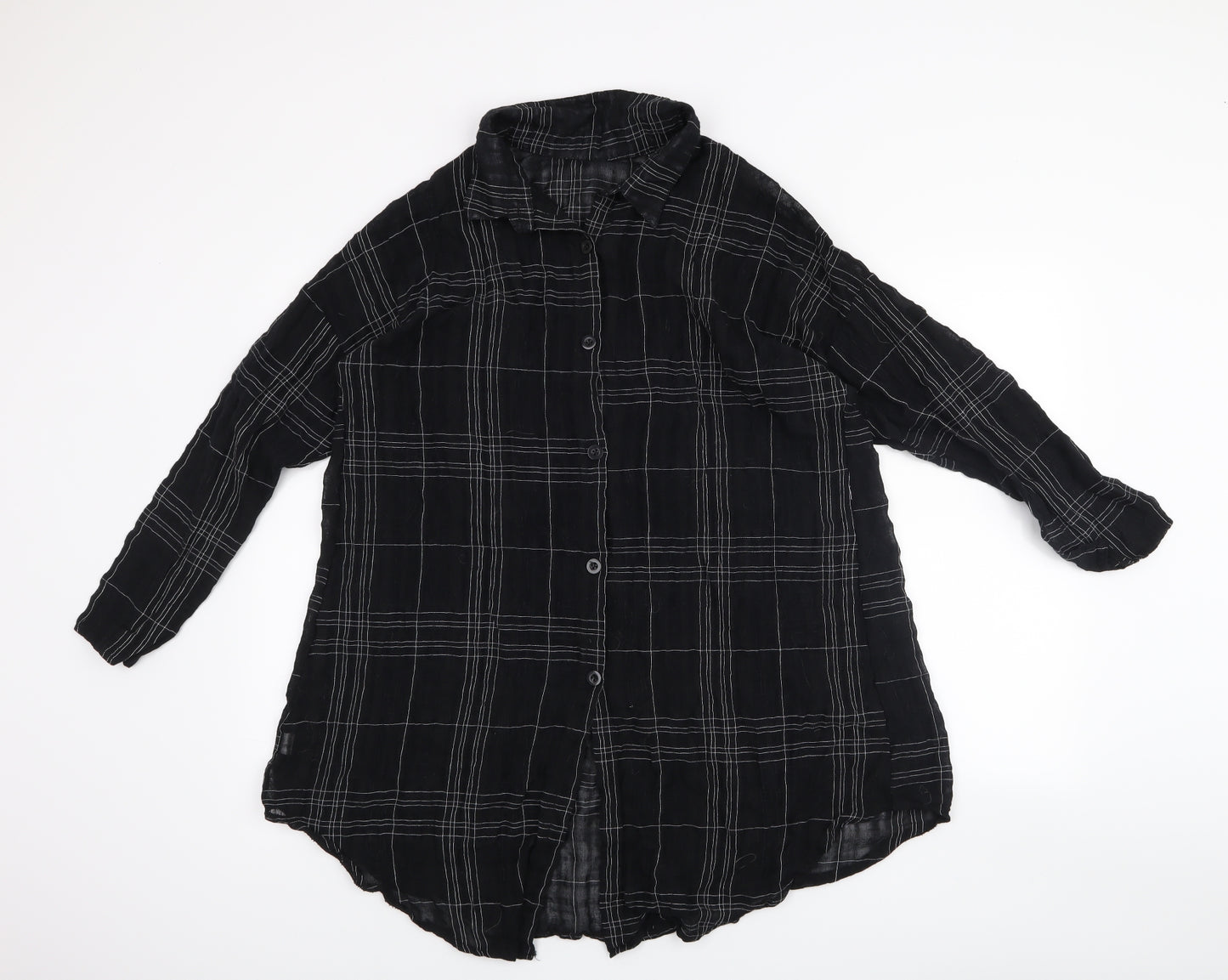 Preworn Womens Black Check  Basic Button-Up Size 2XL
