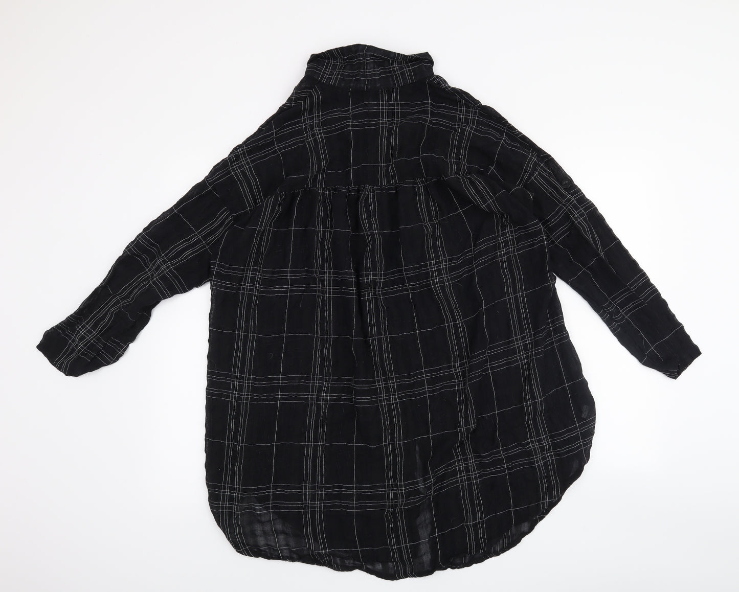 Preworn Womens Black Check  Basic Button-Up Size 2XL
