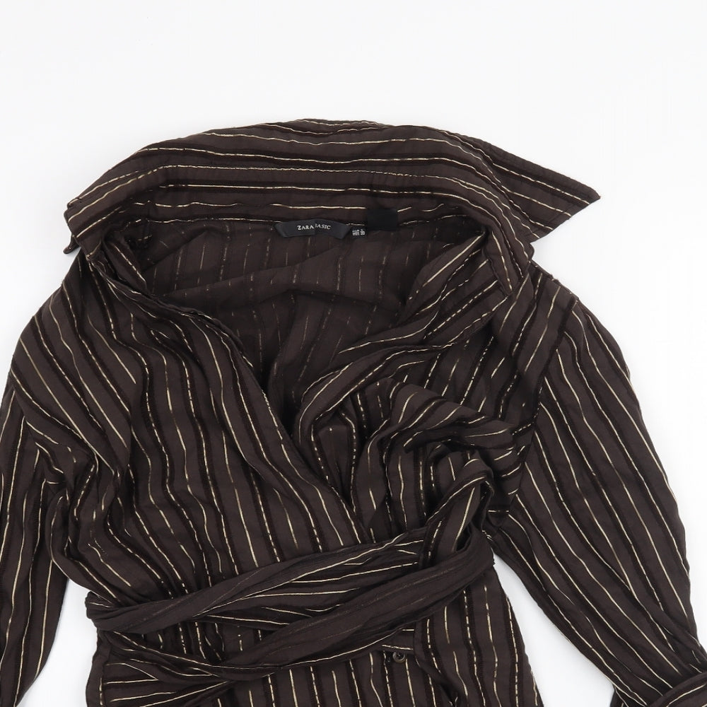 Zara Womens Brown   Basic Button-Up Size L