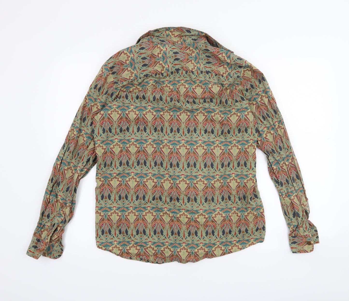 James Meade Womens Green Floral  Basic Button-Up Size 14