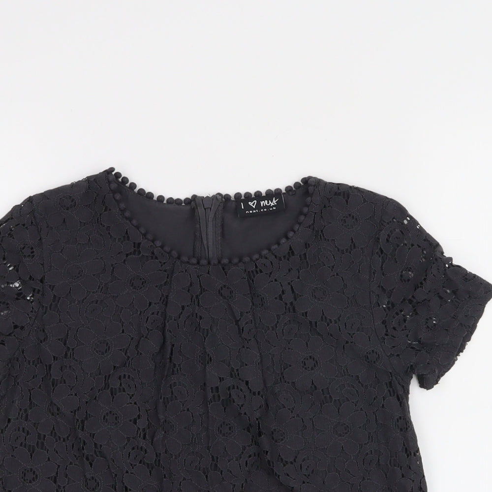 NEXT Girls Grey Floral  Basic Blouse Size 10 Years