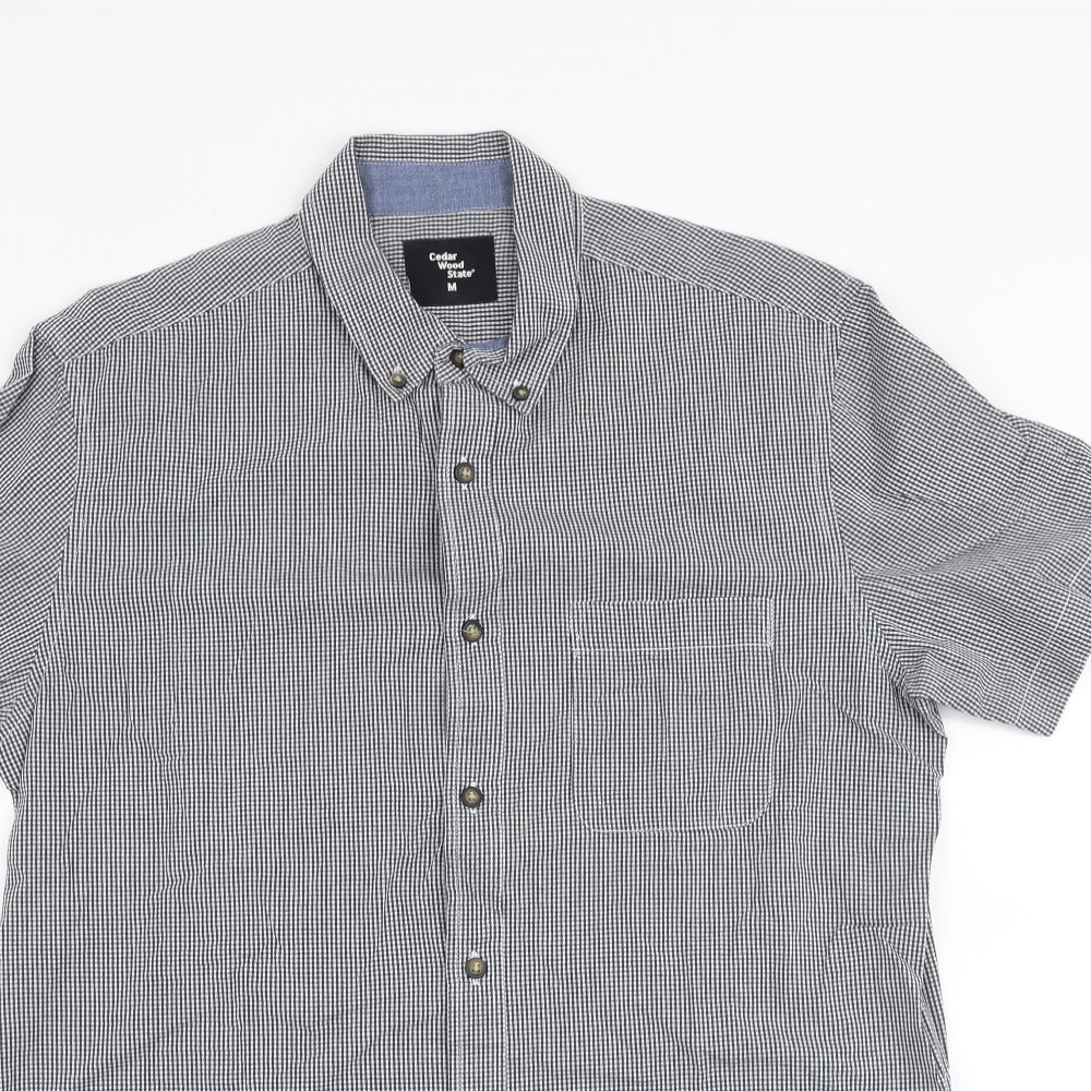 Cedar Wood State Mens Blue Check   Button-Up Size M