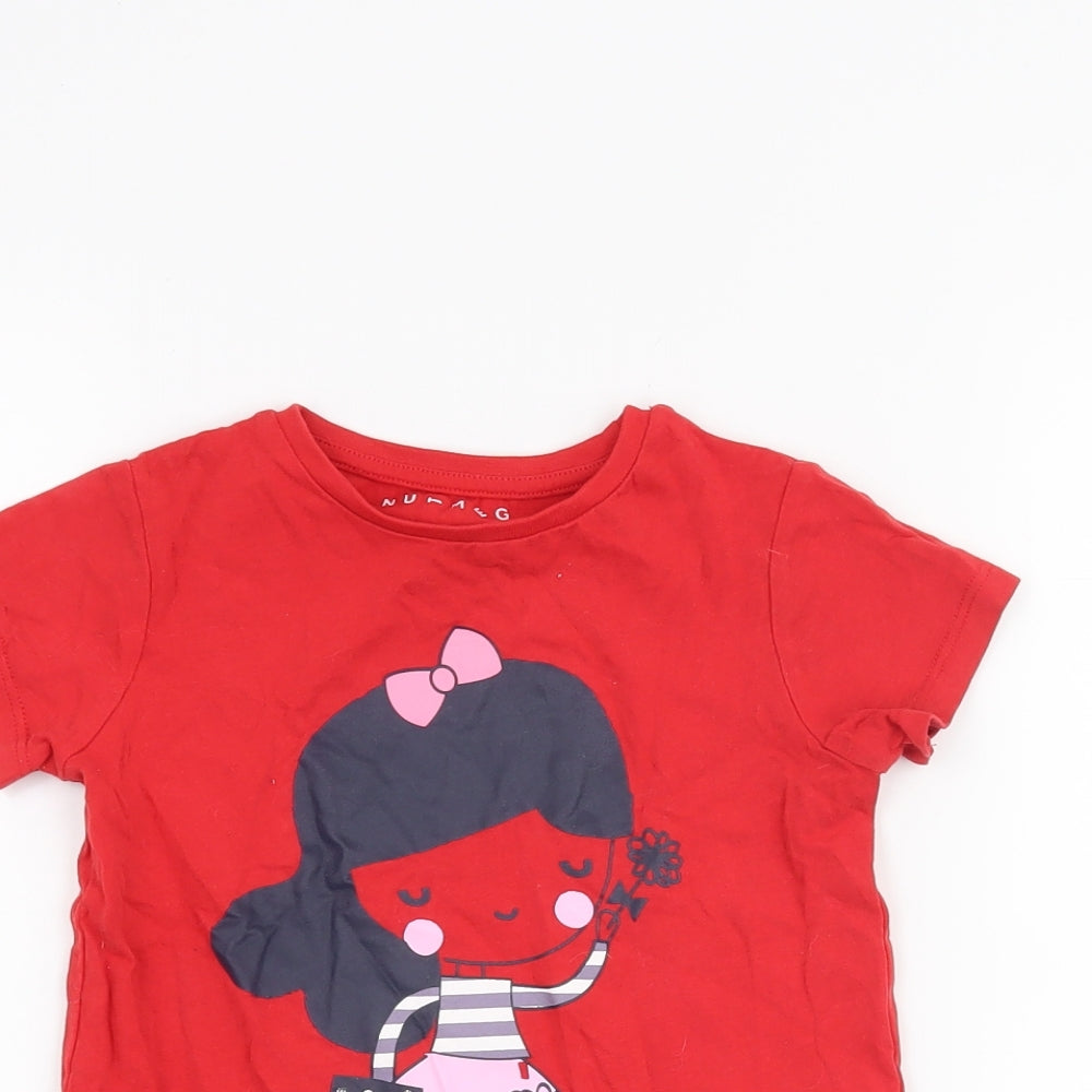 Nutmeg Girls Red   Basic T-Shirt Size 4-5 Years