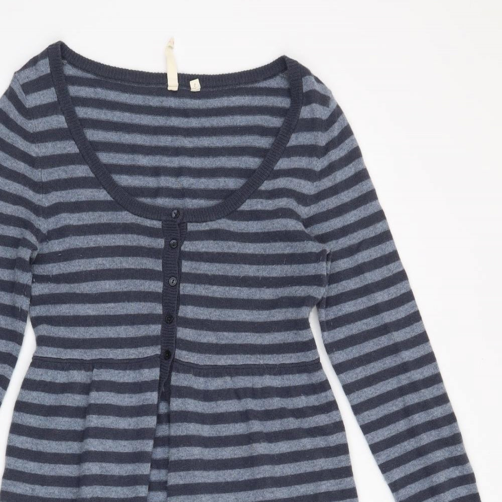 White Stuff Womens Blue Striped  Cardigan Jumper Size 8