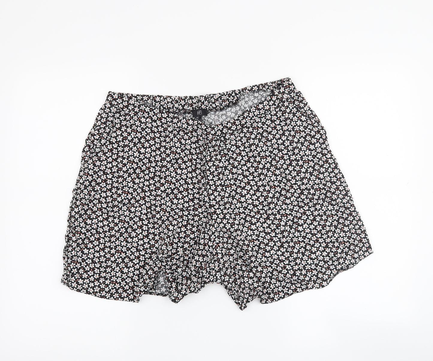 F&F Womens Black Floral  Paperbag Shorts Size 14