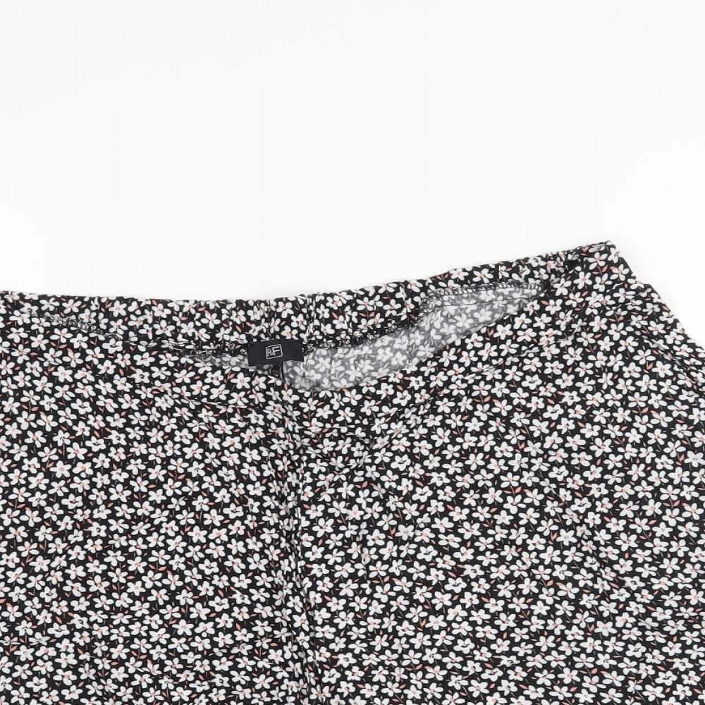 F&F Womens Black Floral  Paperbag Shorts Size 14
