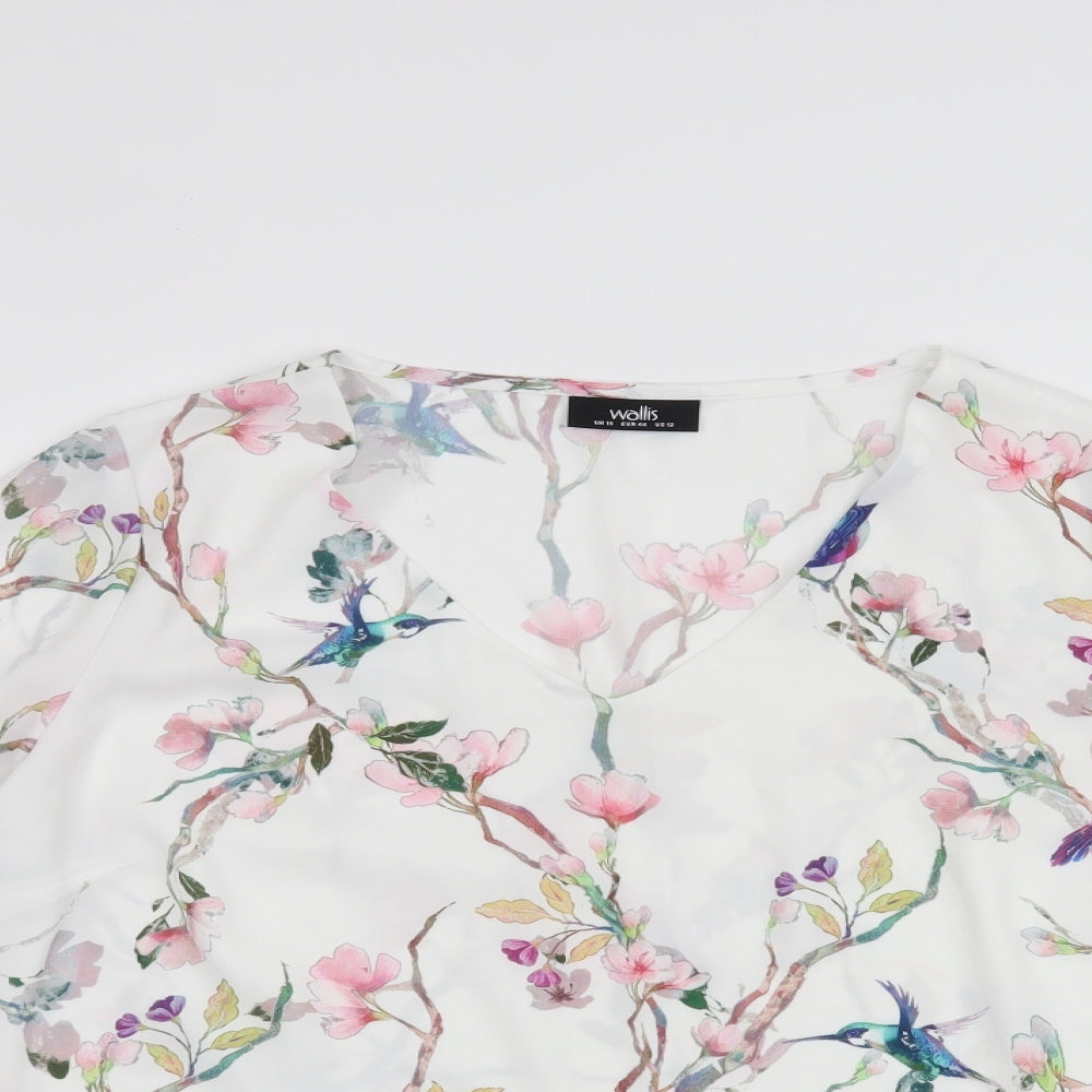 Wallis Womens White Floral  Basic Blouse Size 12