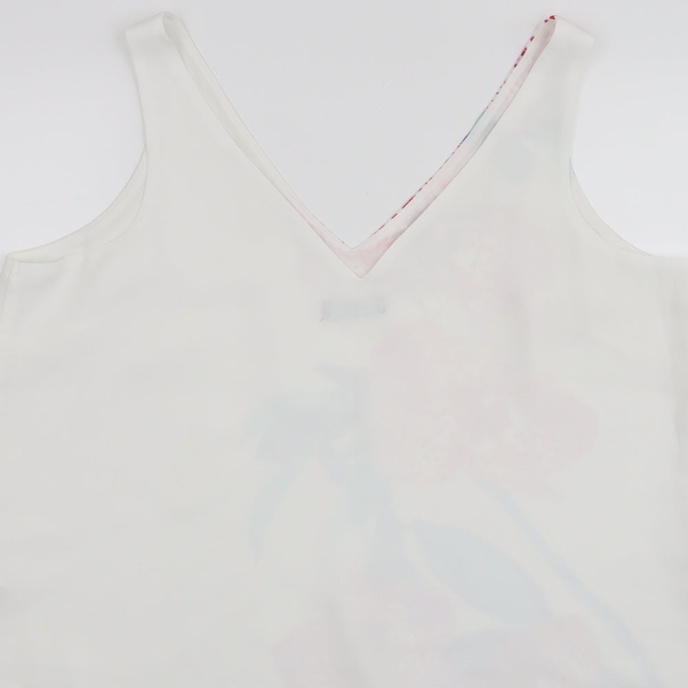 Wallis Womens White Floral  Basic Tank Size 16