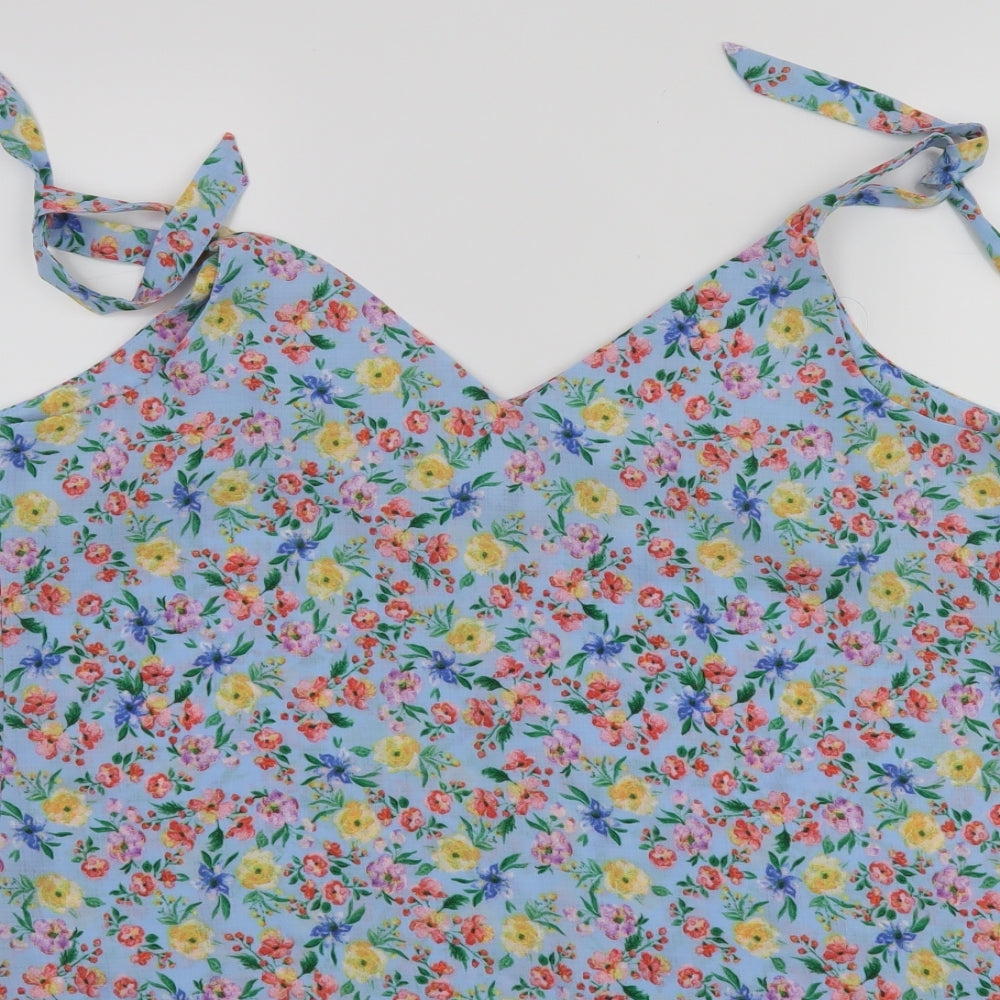 George Womens Blue Floral  Basic Tank Size 12