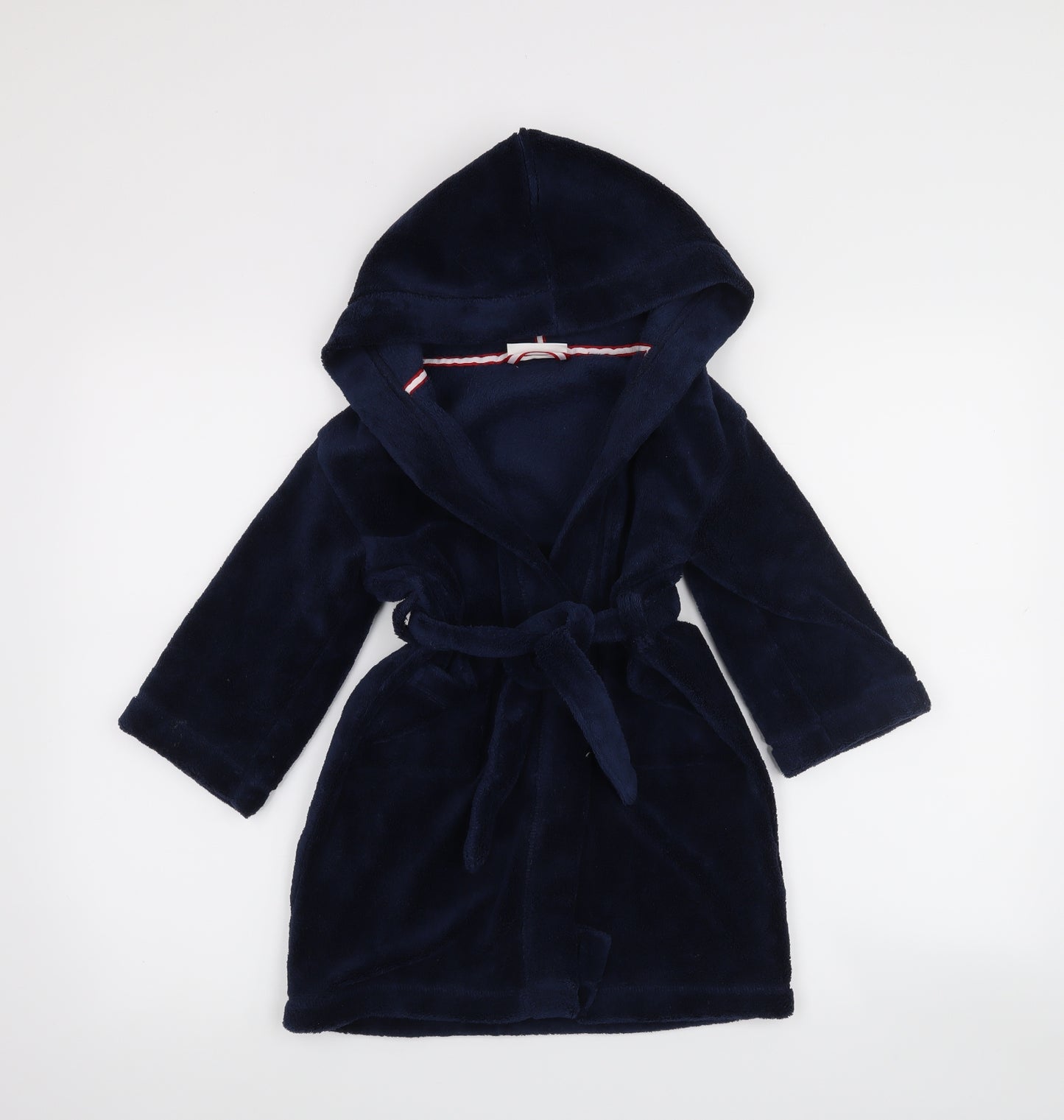 The Little White Company Boys Blue Solid   Robe Size 3-4 Years