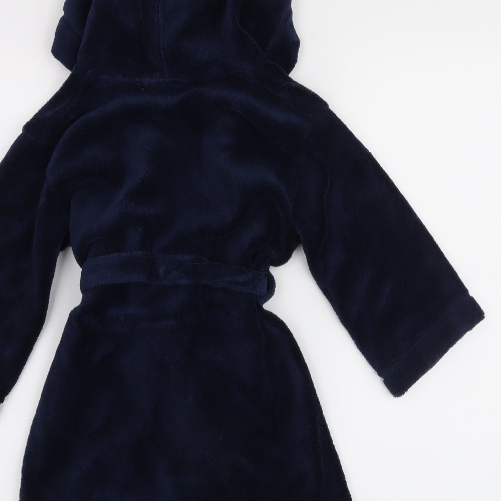 The Little White Company Boys Blue Solid   Robe Size 3-4 Years