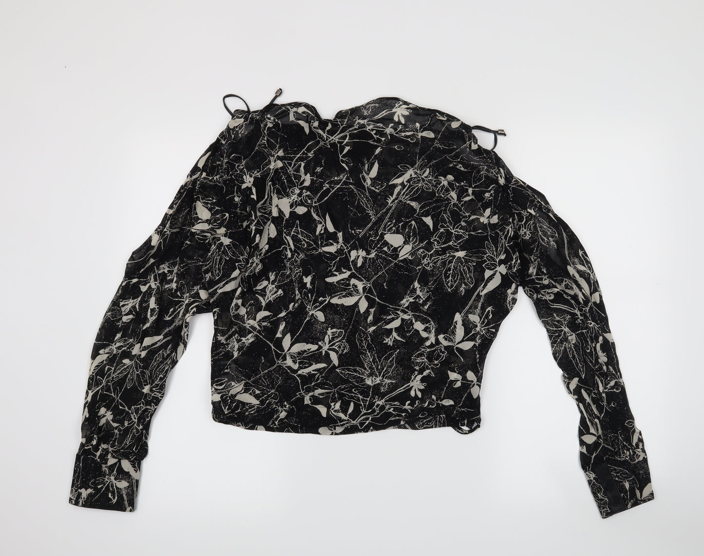 MNG Womens Black Floral  Basic Blouse Size M