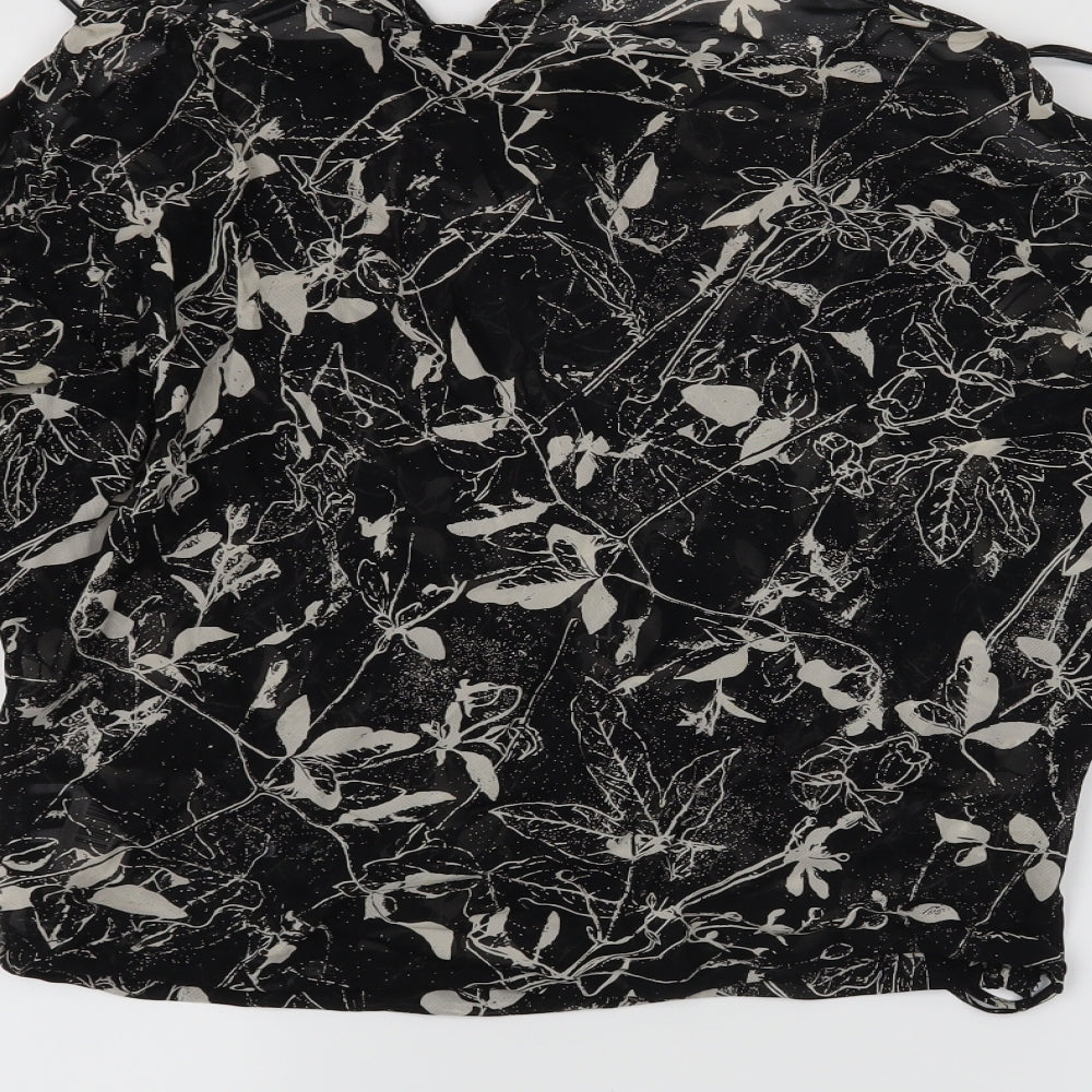 MNG Womens Black Floral  Basic Blouse Size M