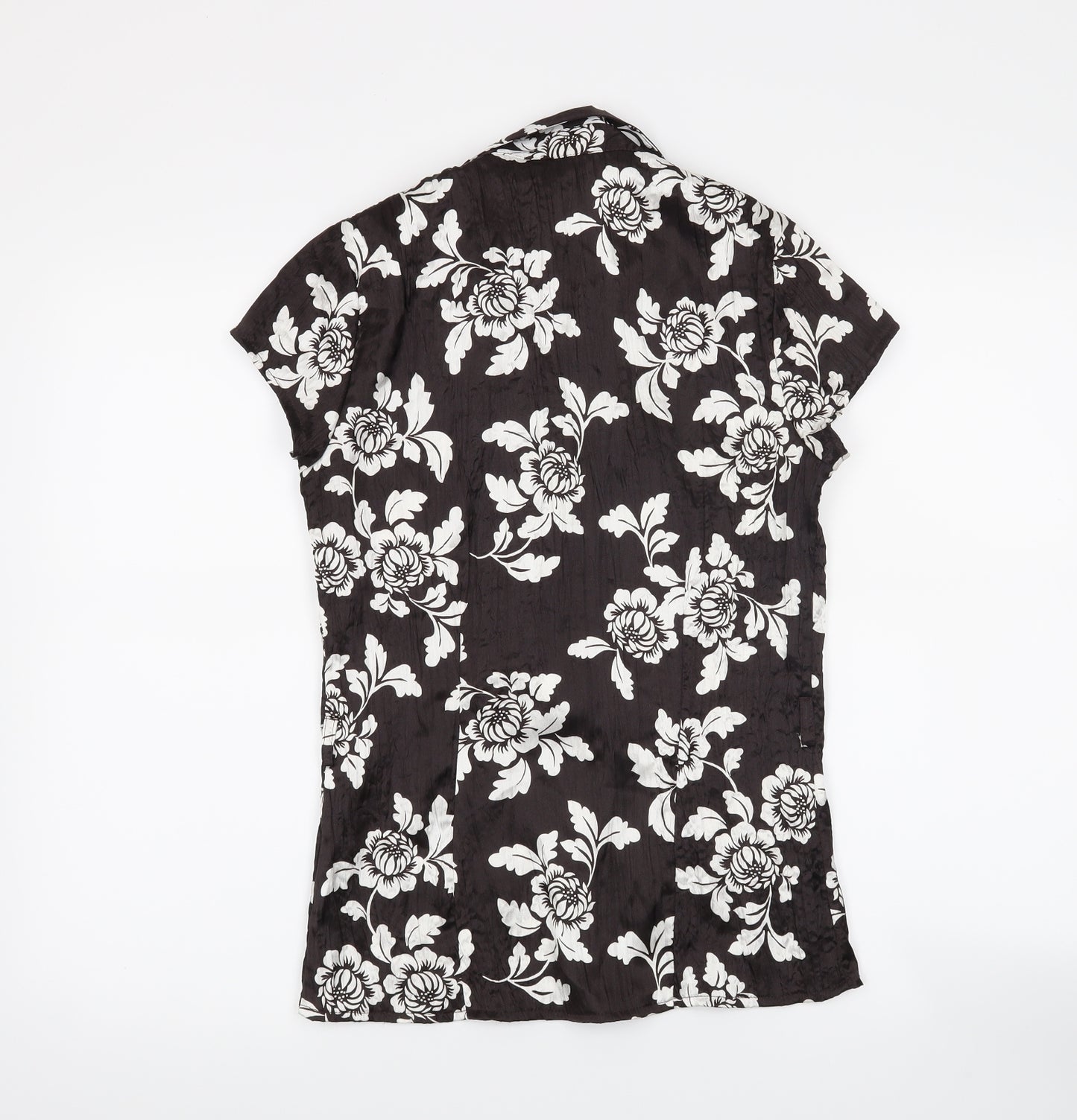 New Look Womens Black Floral  Basic Button-Up Size 10