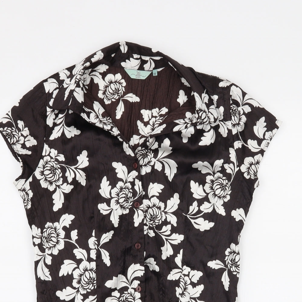 New Look Womens Black Floral  Basic Button-Up Size 10