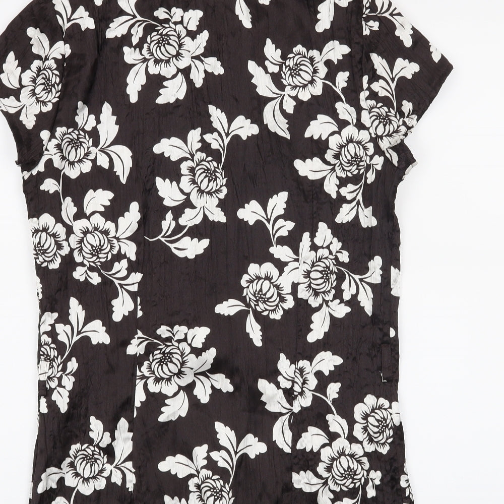 New Look Womens Black Floral  Basic Button-Up Size 10