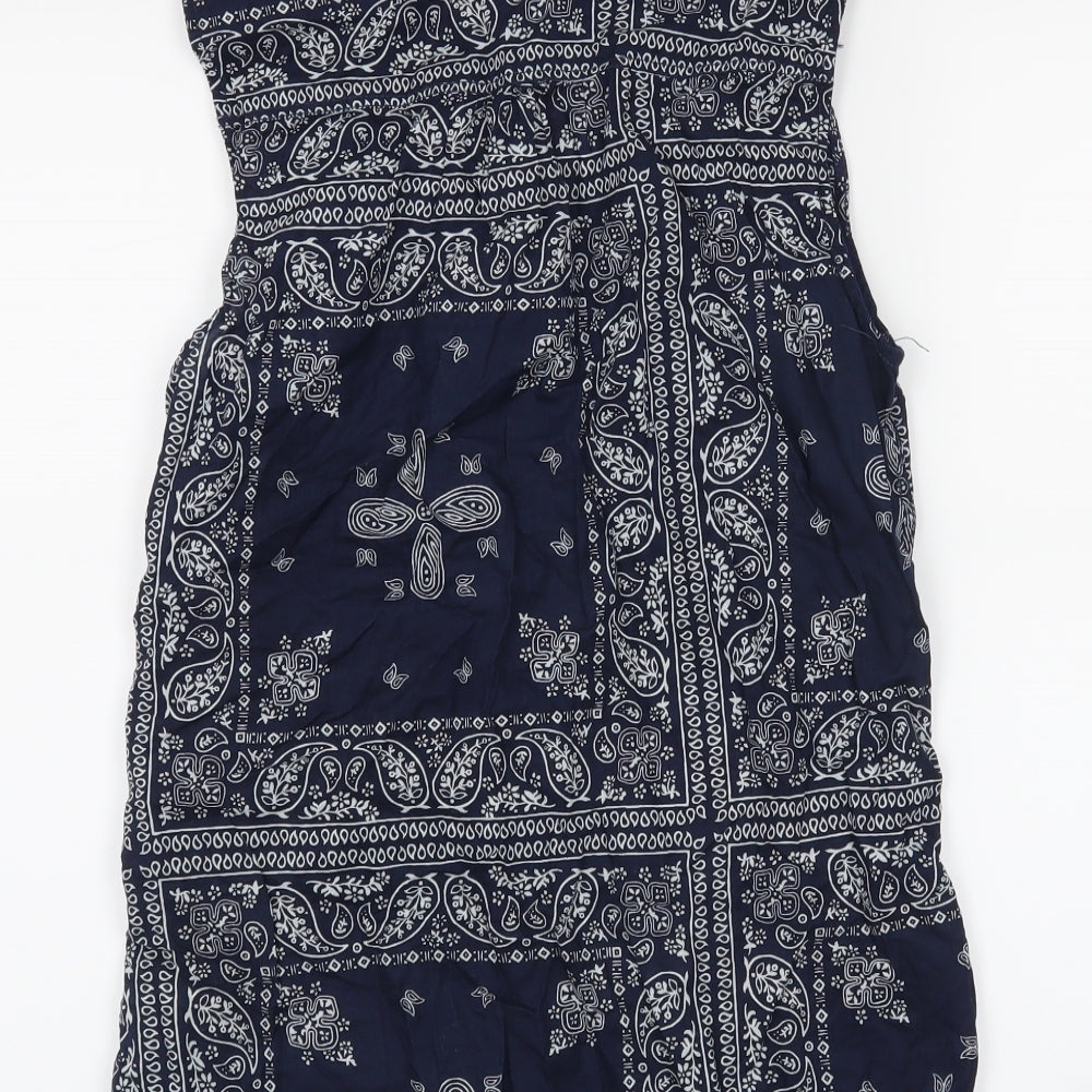 H&M Womens Blue Paisley  Basic Button-Up Size 10