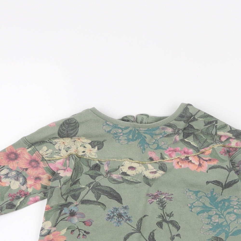 NEXT Girls Green Floral  Basic T-Shirt Size 18-24 Months
