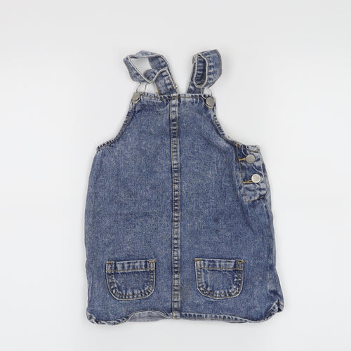 E-vie Angel Girls Blue Houndstooth  Pinafore/Dungaree Dress  Size 3 Years