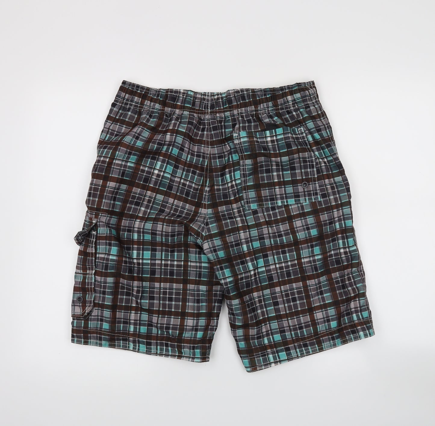 Cedar Wood State Mens Brown Check  Sweat Shorts Size S