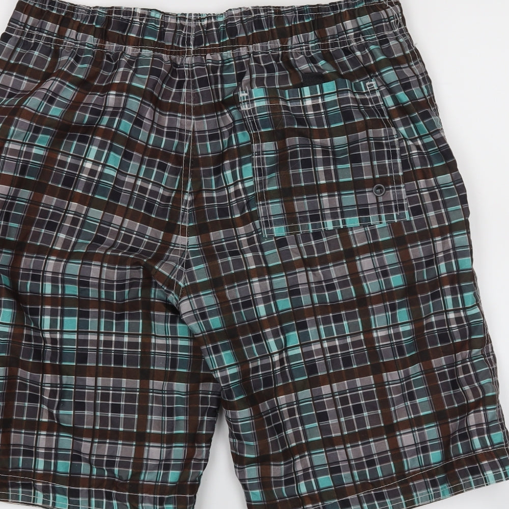 Cedar Wood State Mens Brown Check  Sweat Shorts Size S