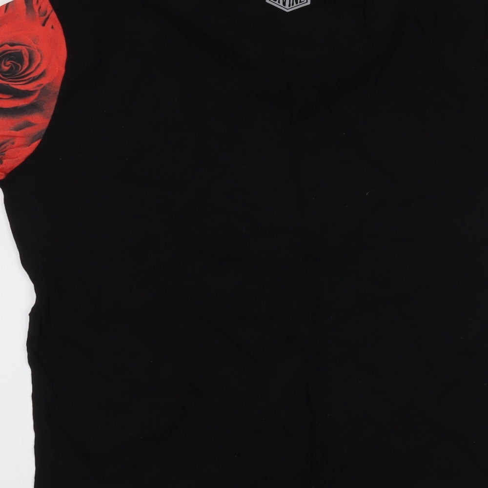 Divine Mens Black Floral   T-Shirt Size M