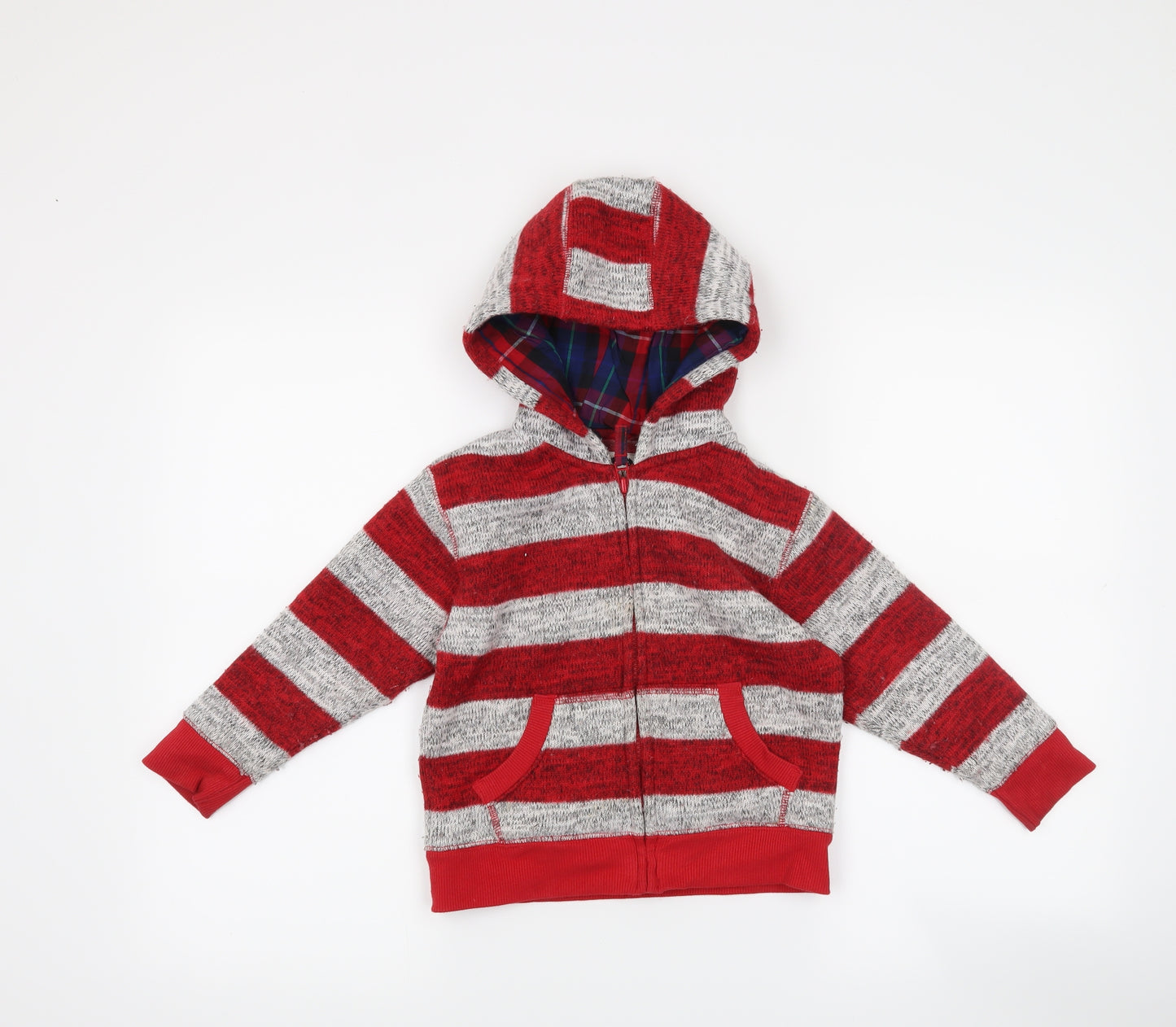 NEXT Boys Red Striped  Full Zip Hoodie Size 3-4 Years