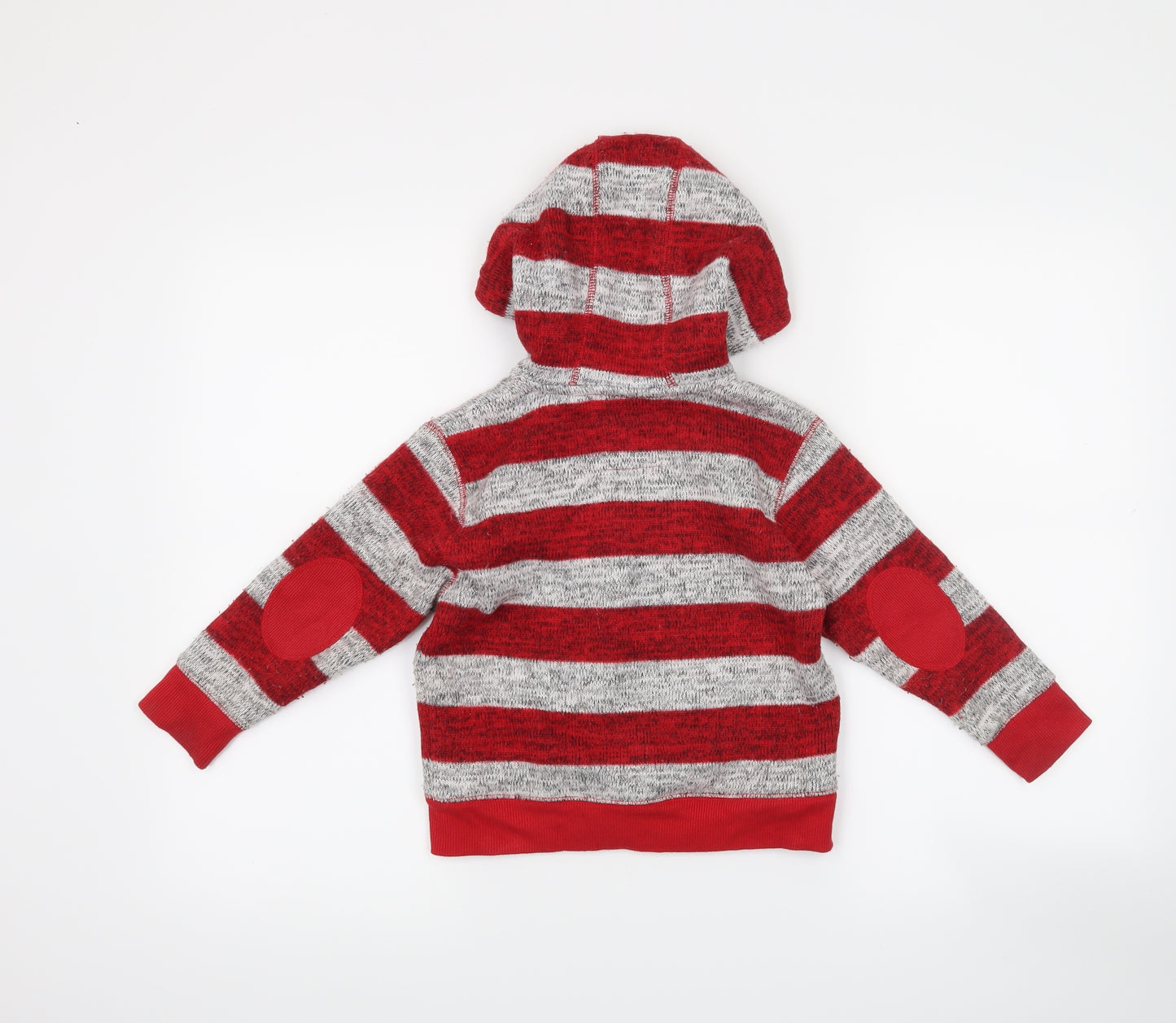 NEXT Boys Red Striped  Full Zip Hoodie Size 3-4 Years