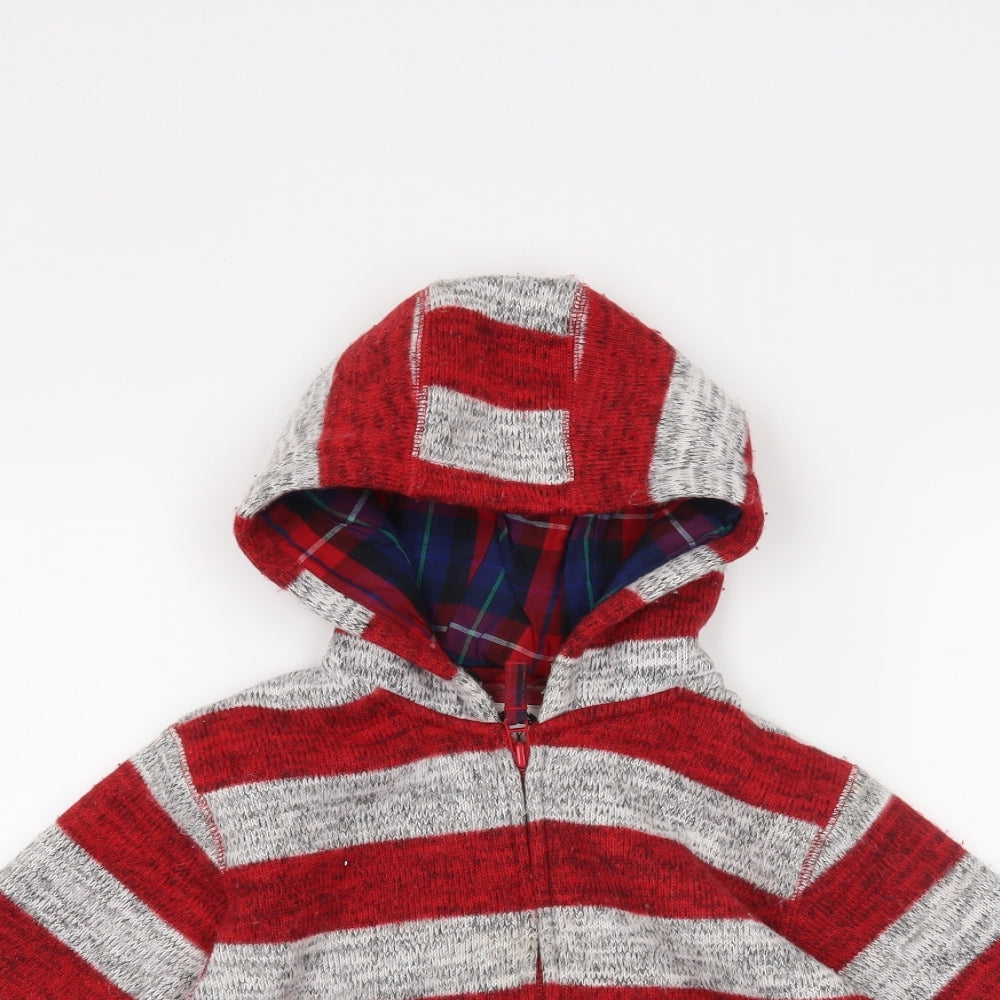 NEXT Boys Red Striped  Full Zip Hoodie Size 3-4 Years